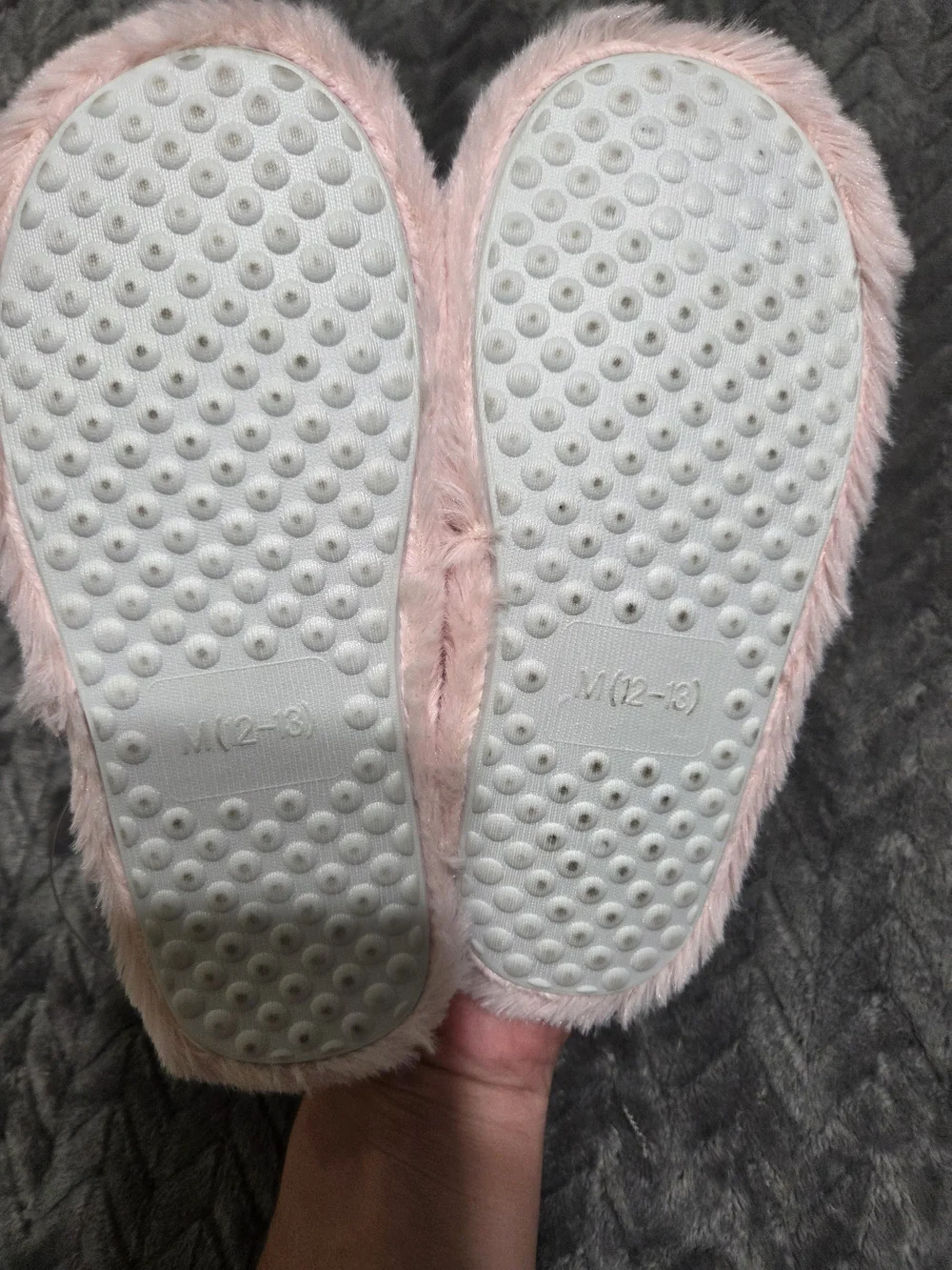 Kids Pink Sequin Fuzzy Slip-On Slippers